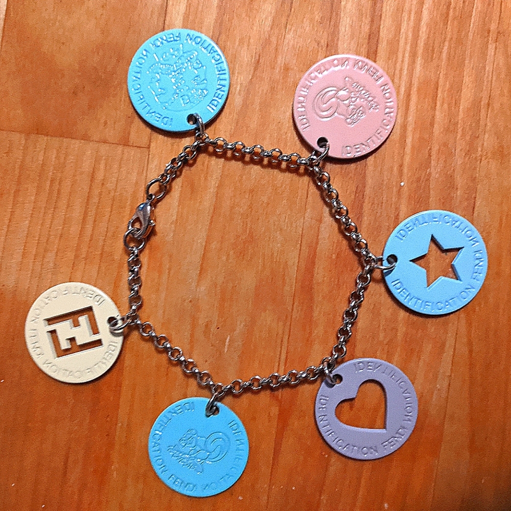 Rare Fendi Identification Charm Bracelet Pastels